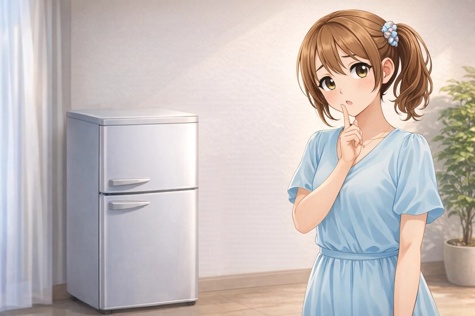 冷蔵庫の配送を検討する まなちゃん｜赤帽池崎運送店