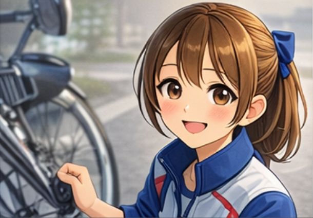 自転車の配送料金を紹介する、オリジナルキャラクターの まなちゃん