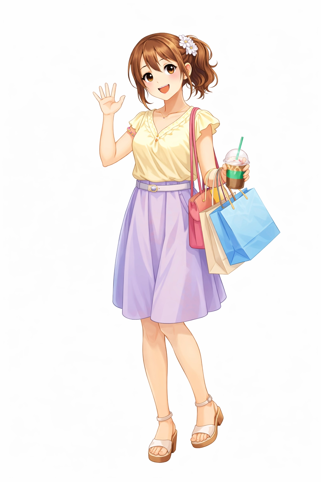 楽しそうにショッピングをする赤帽池崎運送店の看板キャラクターの まなちゃん